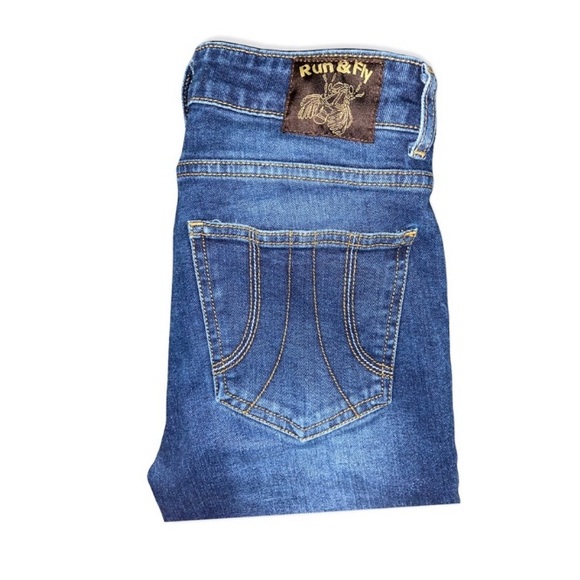 Run & Fly Made in England Flare Dark Wash Flare Jeans - Picture 12 of 14